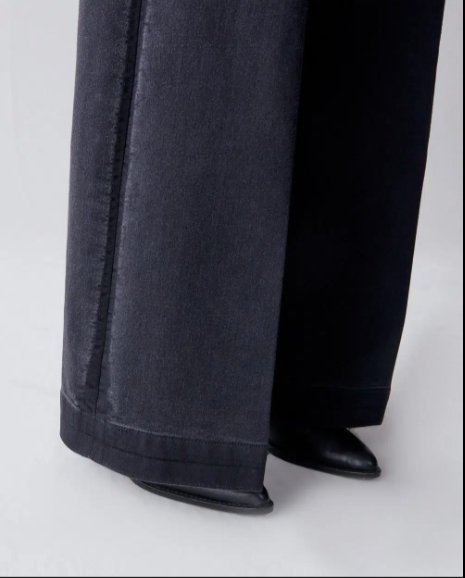 
                  
                    Smocking Denim Stretch Flaire Dark Grey Shaft Jeans - Marquise de Laborde Paris
                  
                