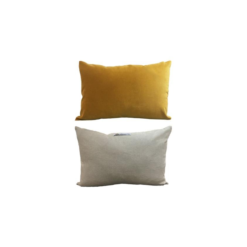 Cushion English Velvet & Linen - Moutarde - Marquise de Laborde 