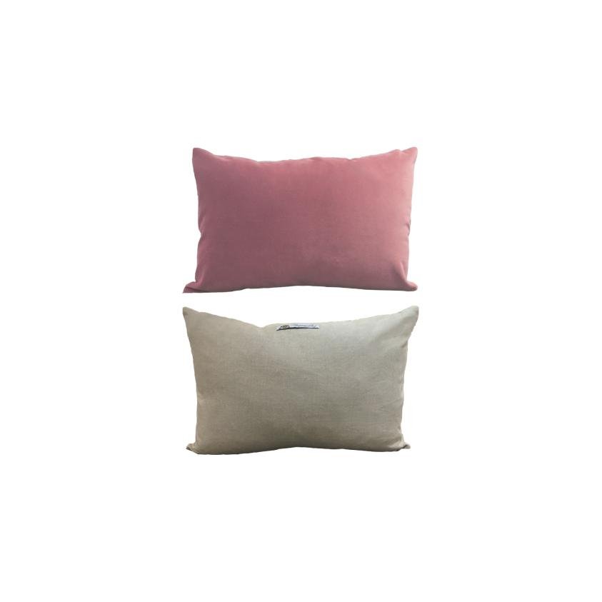 Cushion English Velvet & Linen - Rose Poussiéreuse - Marquise de Laborde 