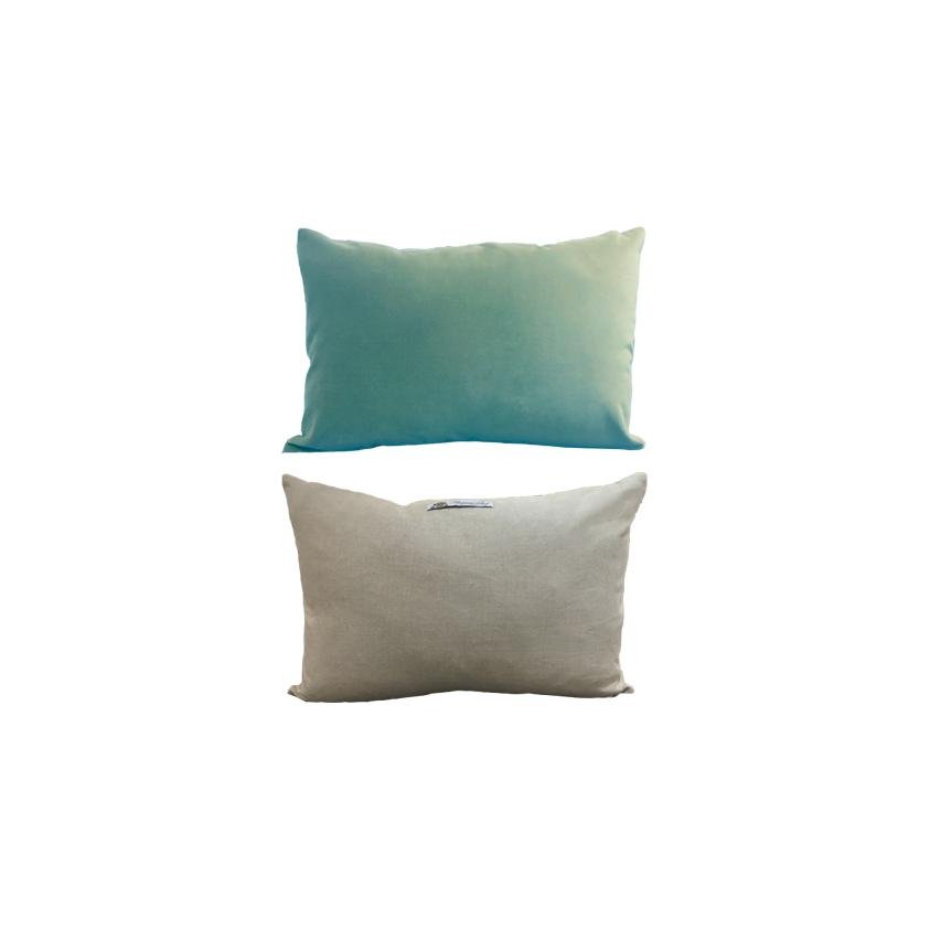 Cushion English Velvet & Linen - Sarcelle - Marquise de Laborde 
