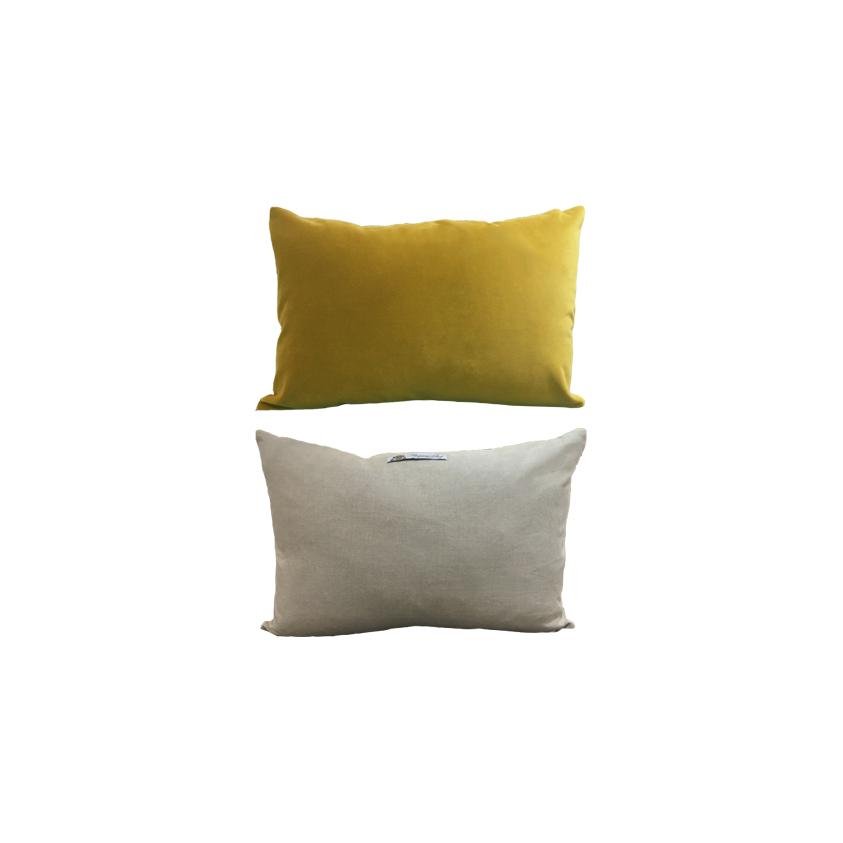 Cushion Linen & English Velvet - Chartreuse - Marquise de Laborde 