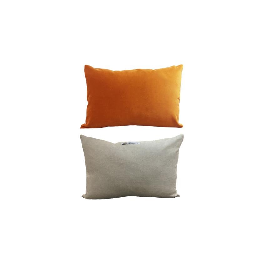 Cushion Linen & English Velvet - Orange - Marquise de Laborde 