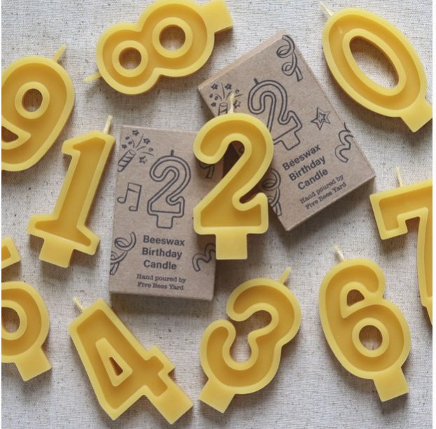 Natural Beeswax Birthday Candles Numbers - Marquise de Laborde Paris