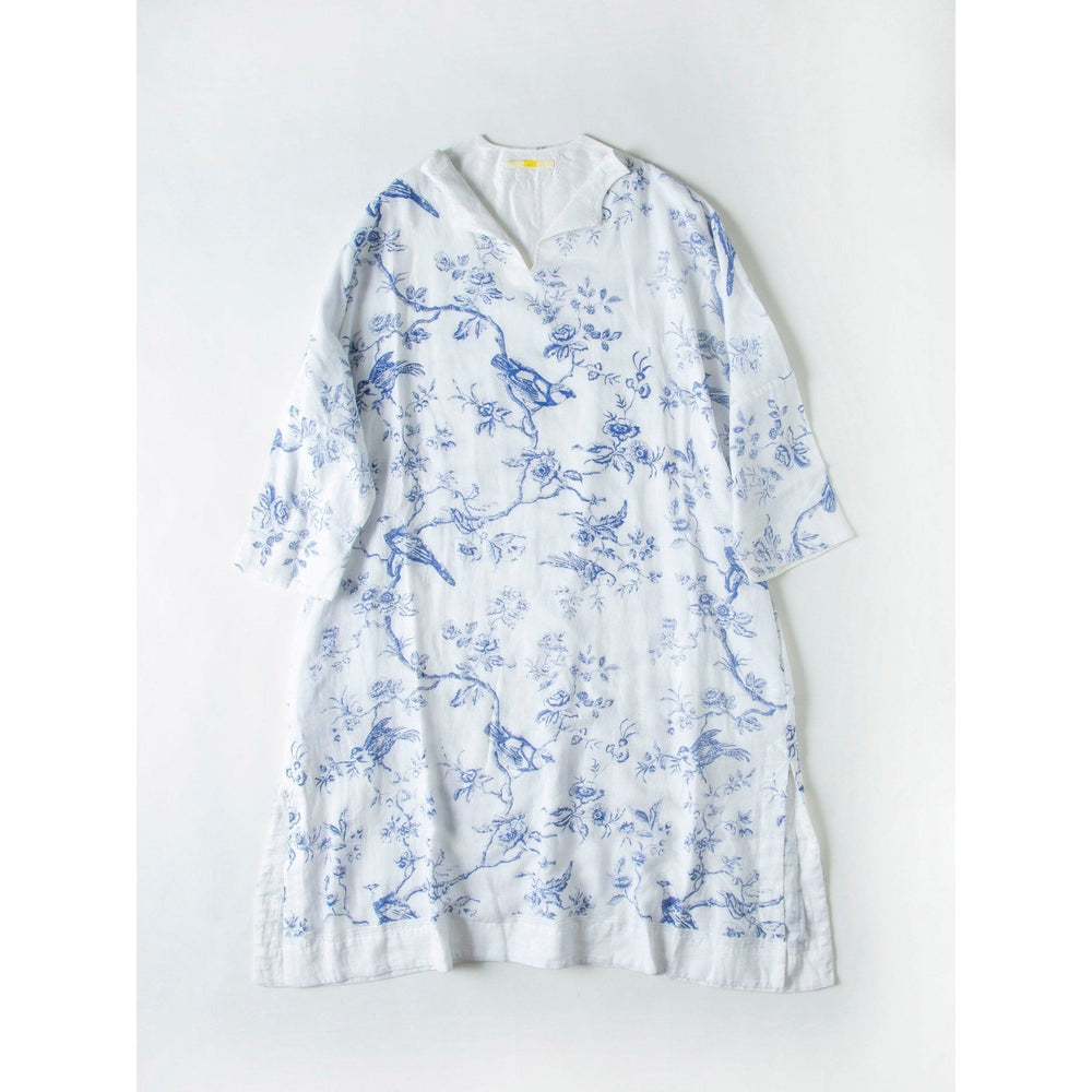 open collar dress SS2023 handloom cotton AOdress - Marquise de Laborde Paris