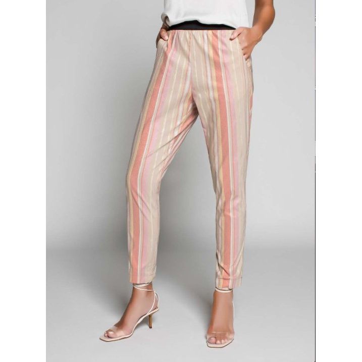 Pantalon Rayures D'or Rose MYTHS 715 - Marquise de Laborde 