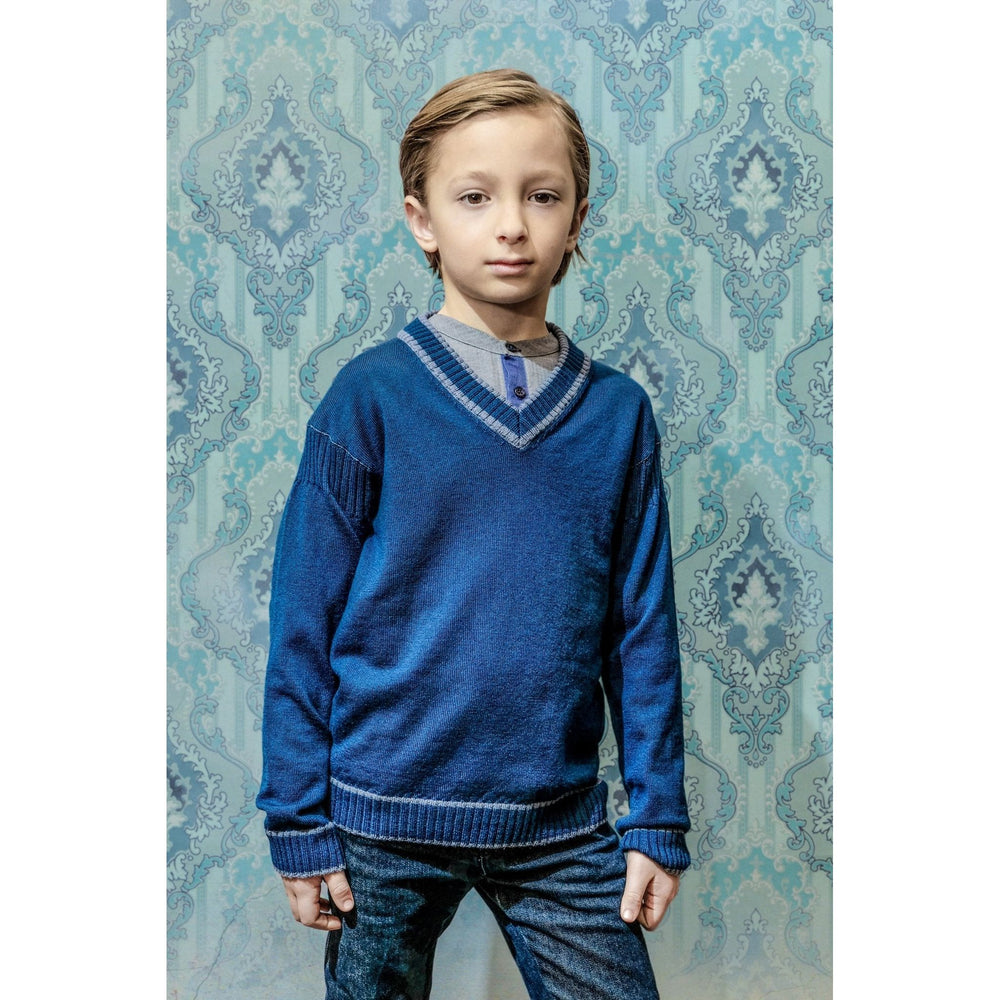 Sweater Deep Blue/Grey Highlights Knitwear - Marquise de Laborde 